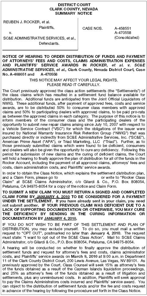 Auto/Car Extended Warranty Class Action Lawsuit Settlement Notice Auto/Car Extended Warranty Class Action Lawsuit Settlement Notice